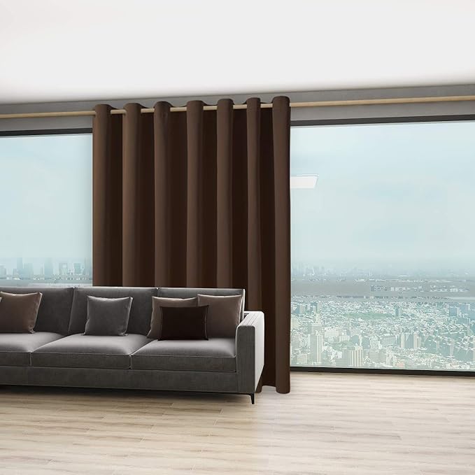 BONZER Extra Wide Room Divider Curtain Screen Partitions Total Privacy Wall Noise Reducing Blackout Curtains for Home Theatre, Storage, 108L x 150W Inch (9L x 12.5W ft), 1 Panel, Chocolate - Image 5