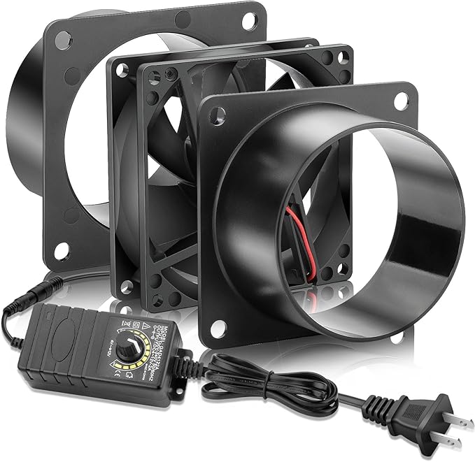 80mm x 25mm 3 Inch Duct Household Ventilation 12V Exhaust Fan with Speed Controller for DIY Greenhouse 3D Print Smoke Paint Fume Extractor-D8025 by CoolingFan