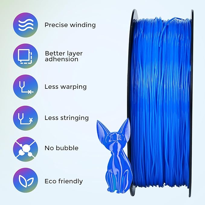 Comgrow TPU Filament 1.75, 3D Printing Filament, Flexible 3D Printer Filament, 95A Soft 3D Printing Filament fit Most 3D Printers Dimensional Accuracy +/- 0.02mm Filament TPU Blue 1kg (2.2lbs) - Image 3