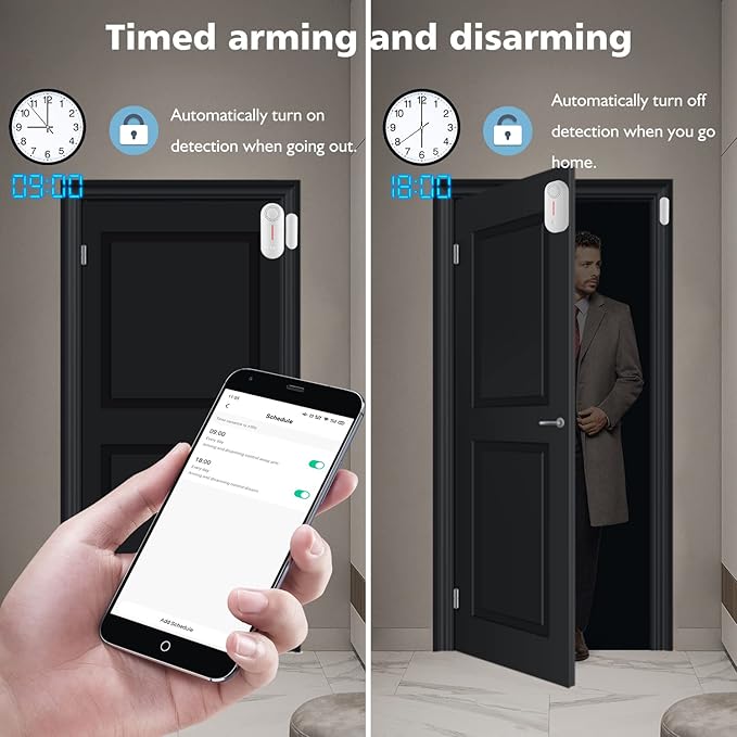WiFi Door Sensor Alarm: Smart Door Window Sensor with 90db Alarm & App Notification, Wireless Door Open Contact Sensor for Home Security Burglar Alert Compatible with Alexa Google Home (1pack) - Image 4