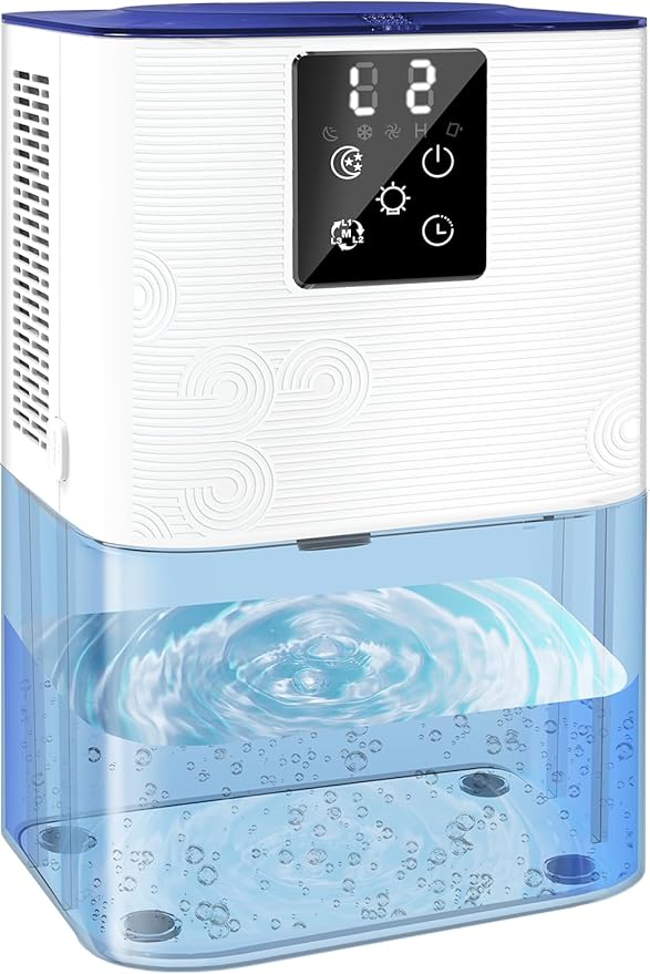 Dehumidifiers for Home,with 105 OZ Water Tank (1000 Sq Ft), Quiet Dehumidifier for Bedroom, Basement, Bathroom, with Auto Shut Off, 7 Colors LED Light (White) by Unknown