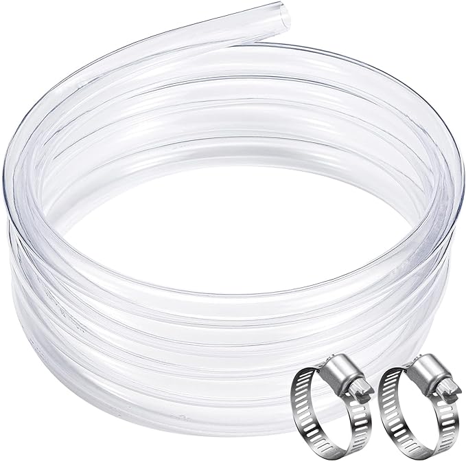 DAVCO 3/4" ID - 100 ft Clear Vinyl Tubing, Low Pressure Flexible PVC Tube, Heavy Duty UV Chemical Resistant Lightweight Plastic Vinyl Hose, BPA Free and Non Toxic, with 2 Stainless Clamps by DAVCO