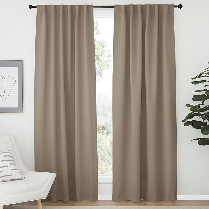 NICETOWN Blackout Curtain Panels Window Draperies - (Taupe Color) 52x84 inch, 2 Pieces, Insulating Room Darkening Blackout Drapes for Bedroom by NICETOWN
