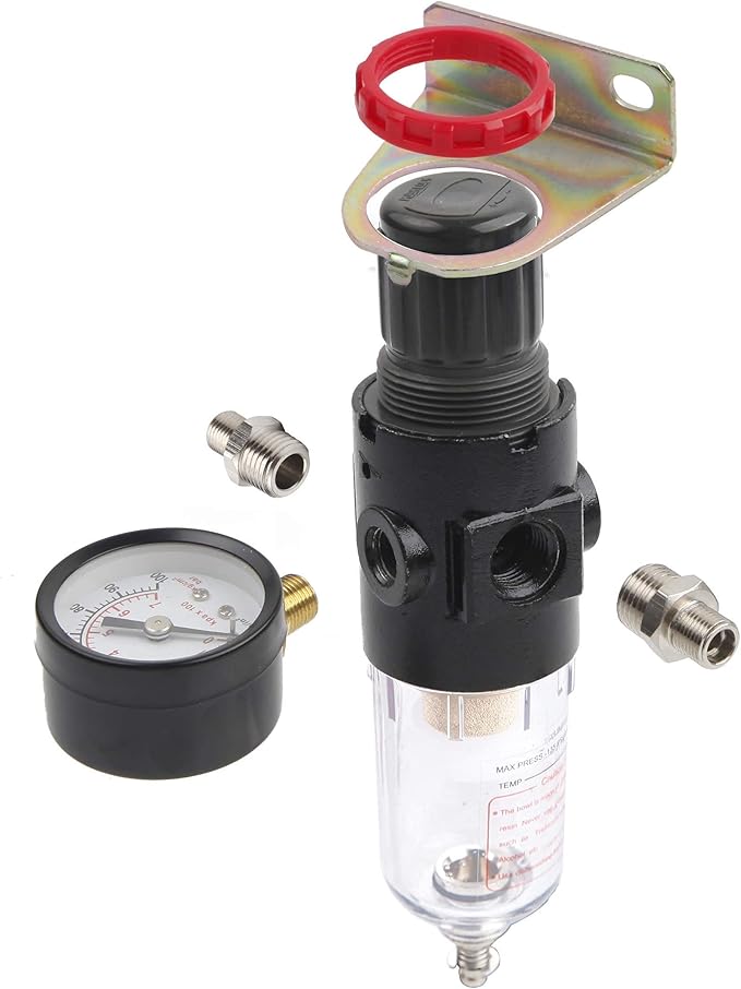 TIMBERTECH Pressure Regulator for Airbrush Compressor, 1/8’’ NPT Air Filter Airbrush Regulator with 0-100 PSI Gauge, Water-Trap Filter for Compressor - Image 3