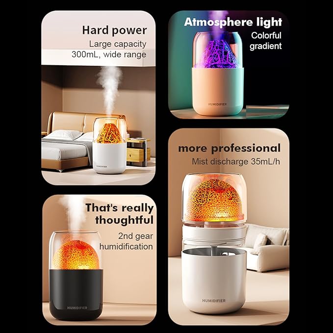 Portable Mini Humidifier, 300ml Small Cool Mist Humidifier, USB Personal Desktop Humidifier for Baby Bedroom Travel Office Home, Auto Shut-Off, 2 Mist Modes, Super Quiet - Image 3