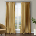 TWOPAGES Luxury Velvet Curtain Pinch Pleated Sunset Yellow Curtain 96 inch Long Thermal Insulated Blackout Drapes for Bedroom Living Room Indoor Window (1 Panel,Sunset Yellow,72Wx96L) by TWOPAGES
