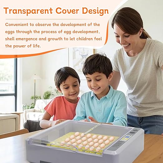 Automatic Egg Incubator, Automatic Egg Turner with Thermometer Control & Humidity Control, Egg Candler, 360°View,Incubator for Hatching Chicks-36 Egg Capacity - Image 5