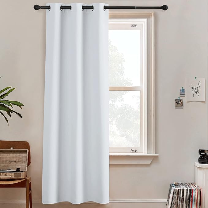 RYB HOME White Curtains Room Seperating Divider Privacy Noice Dampening Windproof Drapes for Shared Bedroom Living Room Door Foyer Wall Divider, 1 Panel, W 5ft x L 7ft by RYBHOME