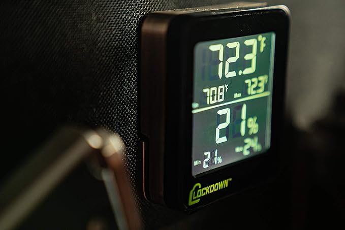 LOCKDOWN Digital Hygrometer with Convenient Design, Backlit Screen and Min/Max Reading for Temp and Humidity Monitoring in Safes, Rooms, Cases and Cabinets - Image 4