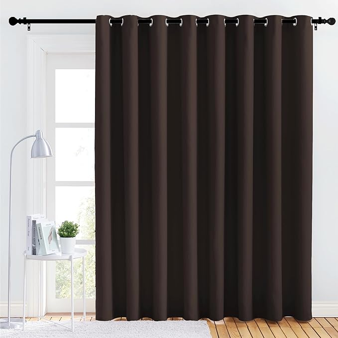 NICETOWN Room Darkening Grommet Panel - (120 inches Width, Toffee Brown, 1 Panel) Extra Wide Space Divider Curtain 84 inches Long, Privacy Drapery for Large Window by NICETOWN