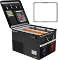 5200℉ Fireproof Document Box with Lock, Waterproof File Organizer with Handle, Portable Collapsible Filing Cabinet with Reflective Strip for Hanging Letter/Legal Folder, Black by JHSafer