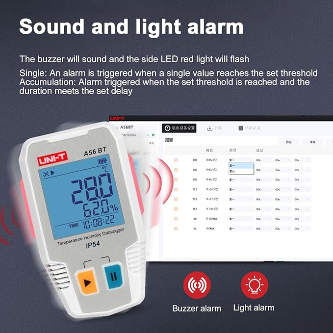 BT Temperature Humidity Data Logger Smart Thermometer Hygrometer 64000 Measurement Data Storage High-Precision Sound and Alarm IP54 Waterproof Temperature Humidity Sensor - Image 5