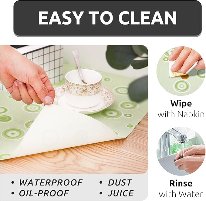 FIFTY FEET 12X120 Inch Shelf Liner for Kitchen Cabinets, PVC Drawer Liner for Dresser Non-Slip Bathroom, Non-Adhesive Cabinet Liner Washable (Green Bubble)(1 Roll) - Image 3