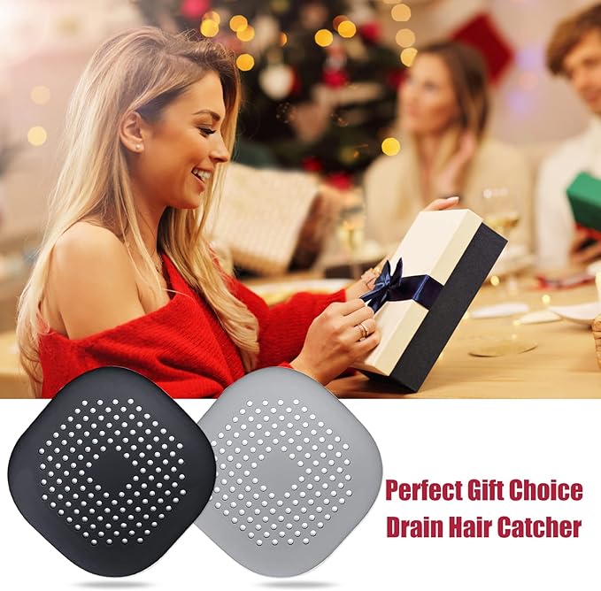 Hair Drain Catcher,Square Drain Cover for Shower Silicone Hair Stopper with Suction Cup,Easy to Install Suit for Bathroom,Bathtub,Kitchen 2 Pack (Sliver Grey Black) - Image 7