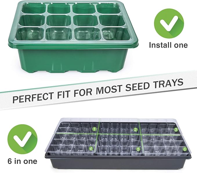 Bonviee 12 Packs Seed Starter Tray with Drainage Holes, Reusable & Durable, Clear for Root Monitoring, Easy to Repotted Without Root Damage, 12 Cells per Tray - Image 9