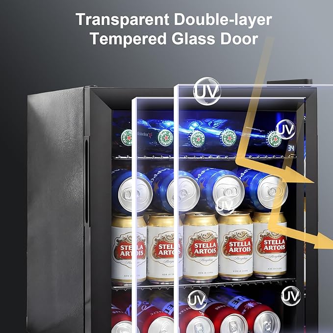50 Can Mini Beverage Refrigerator - Small Beverage Fridge with Glass Door for Soda Beer Wine – Countertop Drink Cooler for Home, Dorm, Office or Bar, Electronic Temperature Control，1.4cu.ft.Black - Image 7