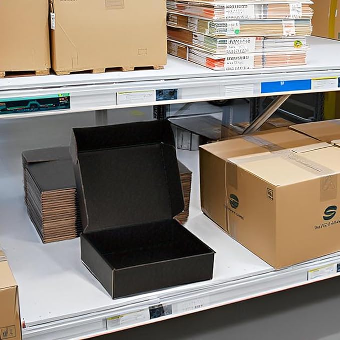 Small Shipping Boxes 12x8x2 Inch (25 Pack) - Sturdy Black Corrugated Cardboard Boxes for Small Business, Ecommerce, Mailing & Packaging | Recyclable Gift & Storage Boxes - Image 5