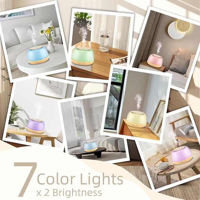 300ml Essential Oil Diffuser with Remote Control, 7-Color LED Lights, 4 Timer Modes, Quiet Ultrasonic Aromatherapy for Home, Office, Room, Small & Stylish Design - Image 2