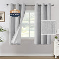 H.VERSAILTEX Chenille Linen Blackout Curtains for Bedroom Thermal Insulated Textured Linen Look Curtains with White Flocking Coating Back, 42" W x 63" L, Heathered Glacier Gray(Not Solid) by HVERSAILTEX