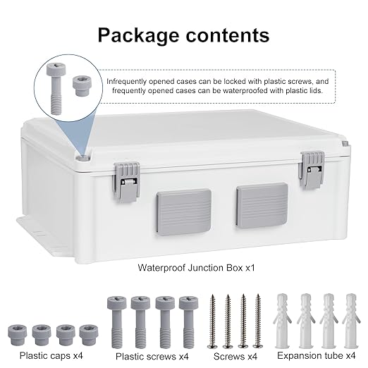Outdoor Electrical Junction Box, ABS Water Resistant Enclosure with Internal Mounting Panel & Hinged Cover (16.5" H x 12.6" L x 6.1" W) - Image 6