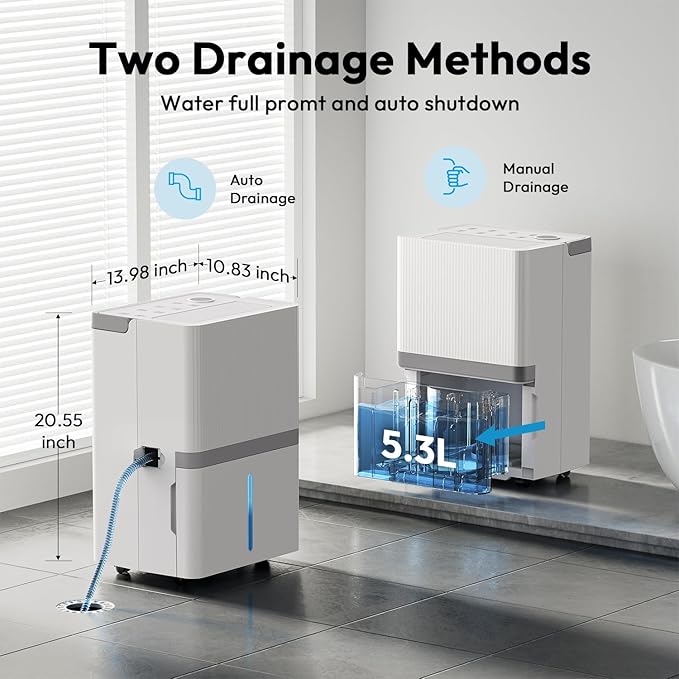 Dehumidifier for Basement, 95 Pint Smart Home Dehumidifier with Drain Hose and 180 OZ Large Water Tank,Up to 5000 Sq. Ft, 24H Timer, Auto Defrost Function,Low Noise,Energy Saving - Image 2