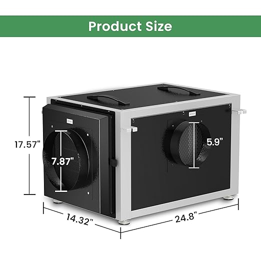 Waykar 158 Pints Crawl Space Dehumidifier with Remote Control up to 6,500 sq. ft., Dual Duct HVAC Commercial Whole-House Dehumidifier for Basement, Industry Water Damage Unit - 5-Year Quality Coverage - Image 5