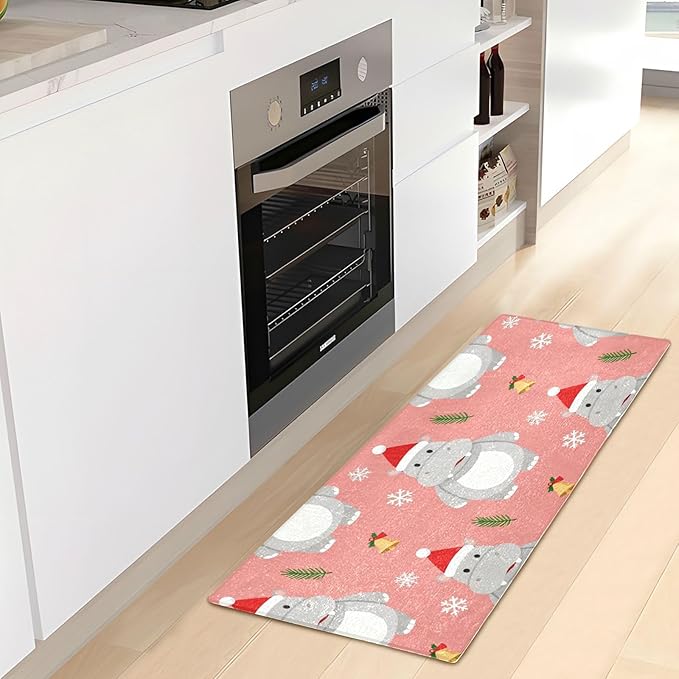 Merry Christmas Hippopotamus Pink decorative rugs for bathroom anti-mold tub mats non slip for entrance hall accessories 39x20in tapetes para ba?o - Image 6