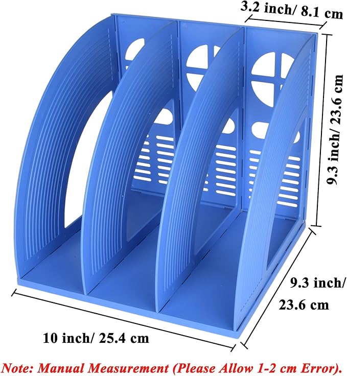 SAYEEC Magazine File Holder Desk Binder Holder Plastic File Sorter Folder Organizer Stand Book Shelf Dividers Vertical Filling Storage Rack Desktop Bookshelf Display Box for Office School Home (Blue) - Image 2