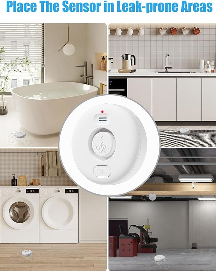 5 Pack Water Leak Alarm Detector, 120dB Loud Alert Water Sensor, IP66 Waterproof, Sensitive Leak and Drip Alert, Easy Installation for Home, Basement Flood Prevention, Bathroom, Sink, Laundry - Image 4