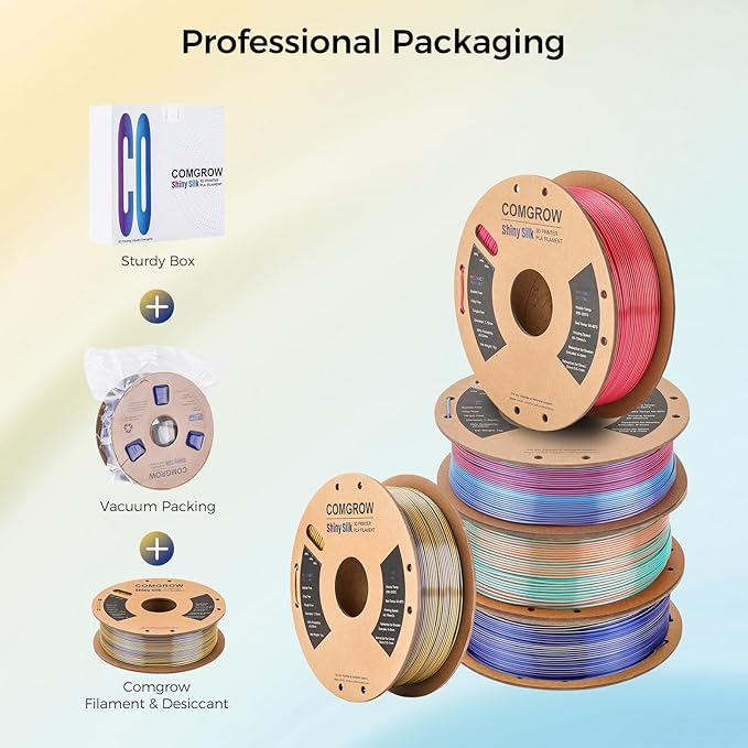 Comgrow Silk PLA 3D Printer Filament, Dual Color 2 in 1 Golden and Blue, 3D Printing PLA Filament 1.75mm, Dimensional Accuracy +/- 0.02 mm, 1KG Spool, Coextrusion Shiny Silk 3D Filament - Image 6