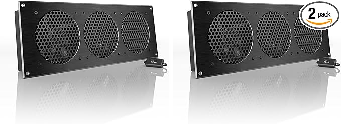 AC Infinity AIRPLATE S9, Quiet Cooling Fan System 18" with Speed Control, for Home Theater AV Cabinet Cooling (Pack of 2) by ACInfinity