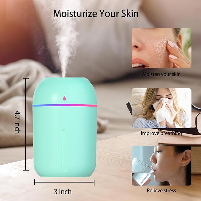 Small Humidifier for Plants, Mini Humidifiers for Bedroom, Portable Humidifiers for Car, Travel Humidifiers for Hotel, Desk Humidifiers for Office, USB Personal Humidifier, Auto Shut-Off, 330ml - Image 2