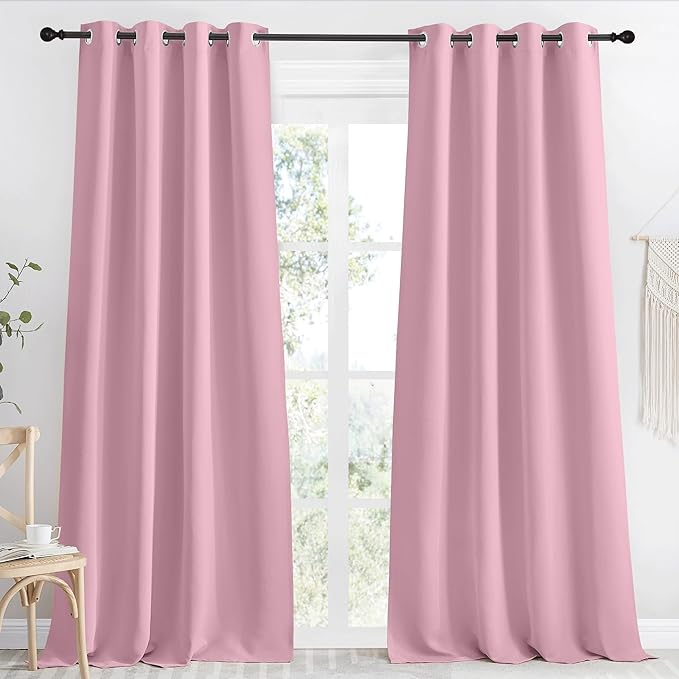 NICETOWN Rouge Pink Blackout Curtain 118 inch Long, W55 x L118, 1 Panel, Thermal Insulated Window Treatment with Grommet Room Darkening Thermal Insulated Panel for Bedroom/Living Room by NICETOWN