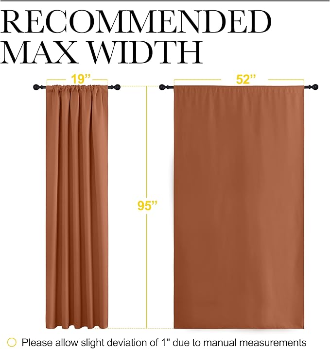 NICETOWN Blackout Curtains and Drapes - Thermal Insulated Solid Rod Pocket Blackout Draperies/Panels (Burnt Orange, 1 Pair, 52 by 95 inches) - Image 7