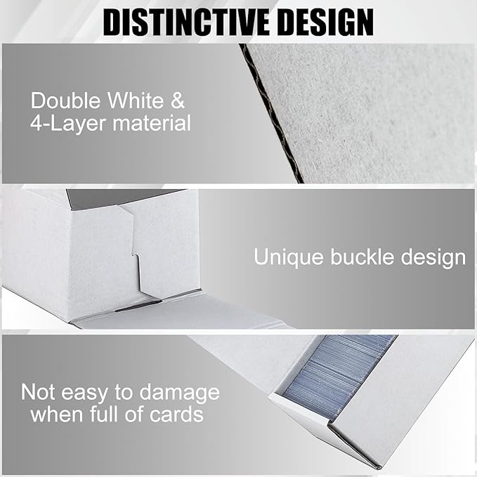 Trading Card Storage Box, 3-Pack 1100 Count White Corrugated Cardboard Bulk Sports Storage Box for TCG/Magic/Mtg Basketball Cards, Collectible Trading Cards - Image 5