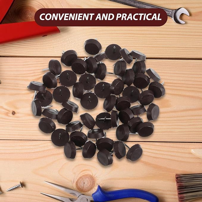 100pcs Brown Plastic Nail-on Furniture Feet Levelers Anti-Slip Floor Protectors with Moisture-Resistant Base for Chairs Tables Sofas Hardwood Floors - Image 3