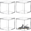 Acrylic Box with Lid 4 Pieces Clear Display Box Plastic Square Cube Wedding Candy Box for Jewelry Collectibles, Minerals,Figurines Storage Containers Decorative Boxes 4x4x4Inch by LOVPLAY