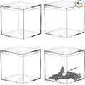 Large Acrylic Box with Lid 4 Pieces Clear Display Box Plastic Square Cube Wedding Candy Box Jewelry Collectibles Storage Containers Valentine's Day Decorative Boxes 4x4x4Inch by LOVPLAY