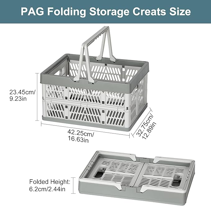 Heavy Duty Plastic Milk Crates for Storage, 2-Pack Stackable Storage Bins for Organizing, Collapsible Shopping Basket with Handle for Groceries, Suitable for Home Office School Store, Gray - Image 7