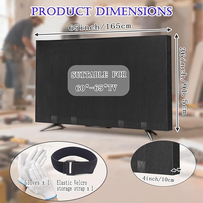 60"-65" Thicken TV Cover Moving Dust Anti-Scratch TV Screen Cover Fits with Bottom Strap, Heavy Duty Felt Screen Protector, for Protection TV Moving Home Renovation Scratch or Other Furniture - Image 2
