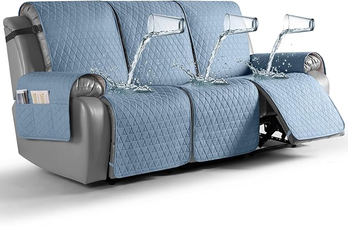 TAOCOCO 100% Waterproof Recliner Cover, Non-Slip Washable Reclining Couch Cover with Elastic Leg Straps, Furniture Protector for Dogs (Sky Blue, 3 Seater) by TAOCOCO