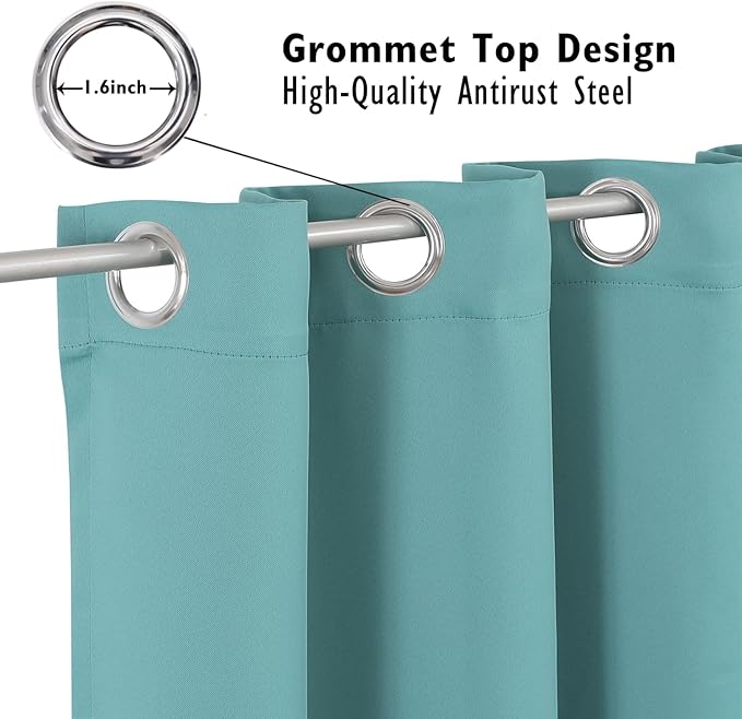 ChrisDowa Blackout Curtains 78 inches Long for Bedroom - 2 Panels Set Grommet Thermal Insulated Room Darkening Curtains for Living Room (Aqua, 42 x 78 Inch) - Image 2