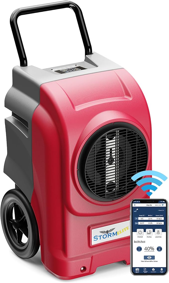 AlorAir 270 Pints Commercial Dehumidifiers for Large Room or Basements, Industrial Large Dehumidifier with Pump and Drain Hose, Dehumidifiers with Smart Wi-Fi, 5 Years Warranty, Red by ALORAIRSOLUTIONSINC0J0DC
