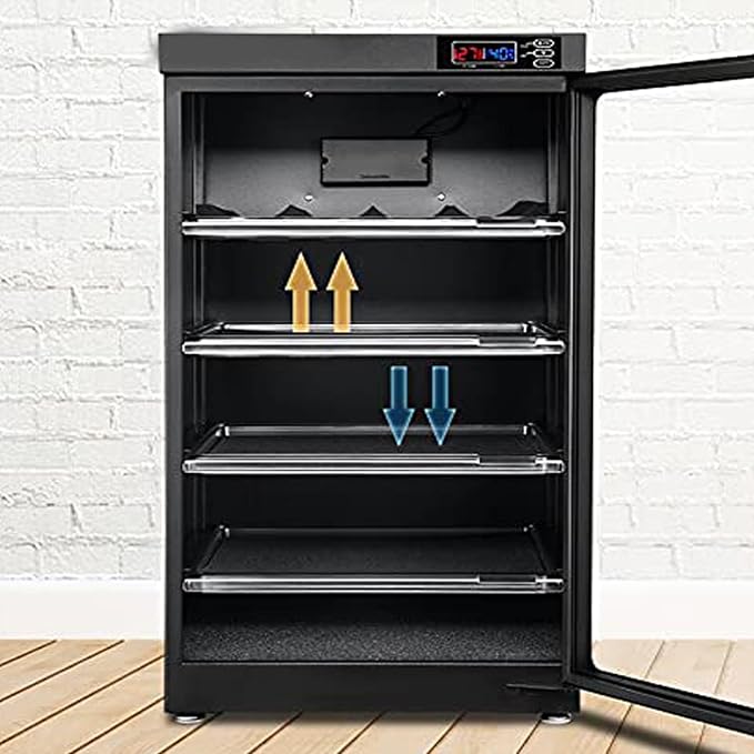 INTBUYING Camera Dry Cabinet 80L Electronic Dry Cabinet for Camera Lens Storage with Lock 4 Layers Intelligent Temperature Humidity LED Screen Noiseless - Image 5
