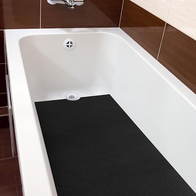 16" x 40" Non Slip Bathtub Mat with Drain Cut Out Anti Slipping Non Skid Safe Tub Mat Adhesive Peel and Stick Bath Tub Mat PEVA Tub Sticker for Shower Floor Boat Wet Areas(Black) - Image 6