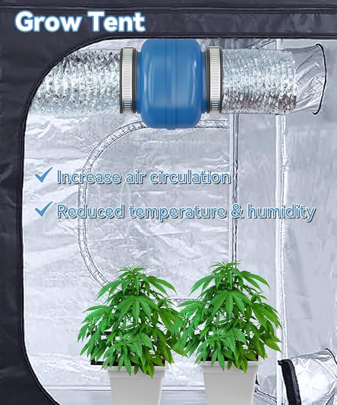 Artibear 3.5 Inch 168 CFM Inline Duct Ventilation Fan with 2 Speed Controller, Air Vent Blower for Hydroponic Grow Tent, Greenhouse, Workshop, Attics, Basement, Kitchens, Blue - Image 7