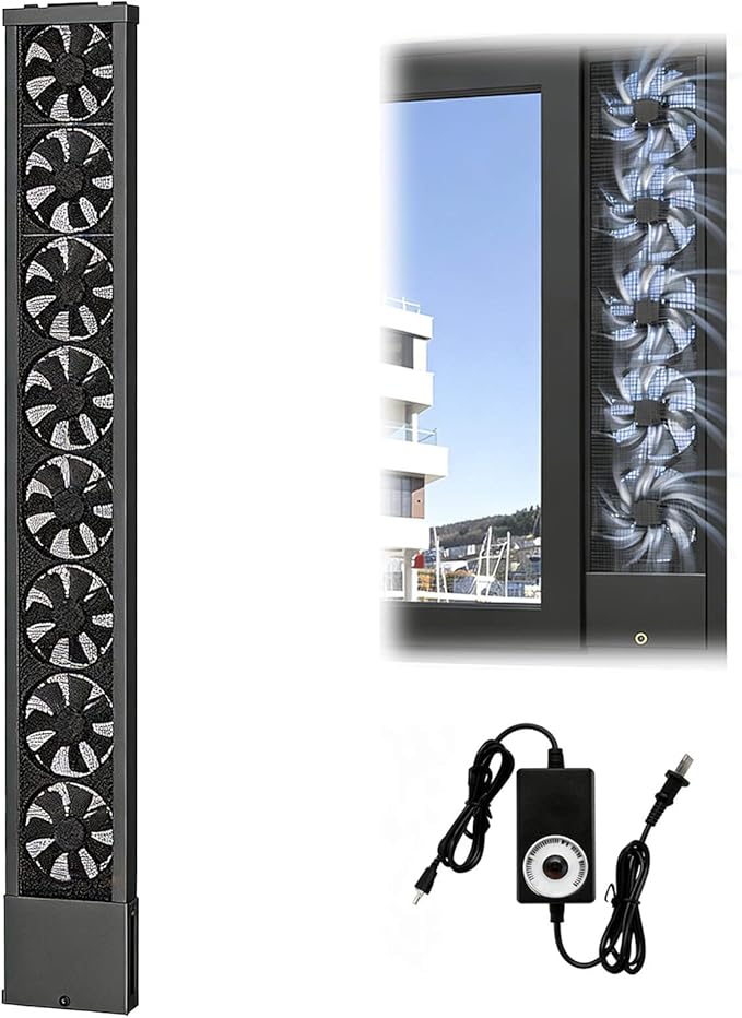 Vertical Window Exhaust Fan for Sliding Windows-Easy Tool-Free Installation, Adjustable Speed with Reversible Airflow, Slim Design for Bedroom Kitchen Office, Alternative to AC Fan and Household Fans by Unknown