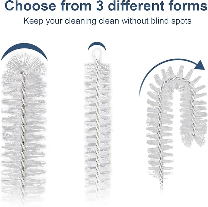 Straw Cleaner Brushes Sets, 12 Pieces 8.2 Inch Botthle Cleaning Brush and Nylon Tube Brush Brush Kit for Sippy Cup, Tumbler, Water Bottle, Drinking Straw (White) - Image 6