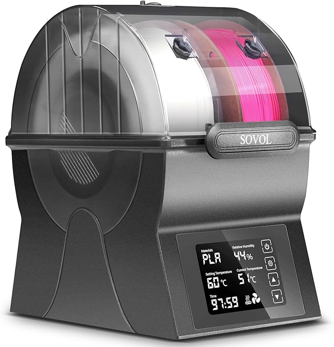 Sovol Filament Dryer, SH02 Dry Box Filament Sealed Storage Box 3D Printer Spool Holder with PTC Heater, Filament Dehydrator with Touch Screen, One Key Set, Compatible with PLA PETG TPU ABS 1.75/2.85mm by Sovol