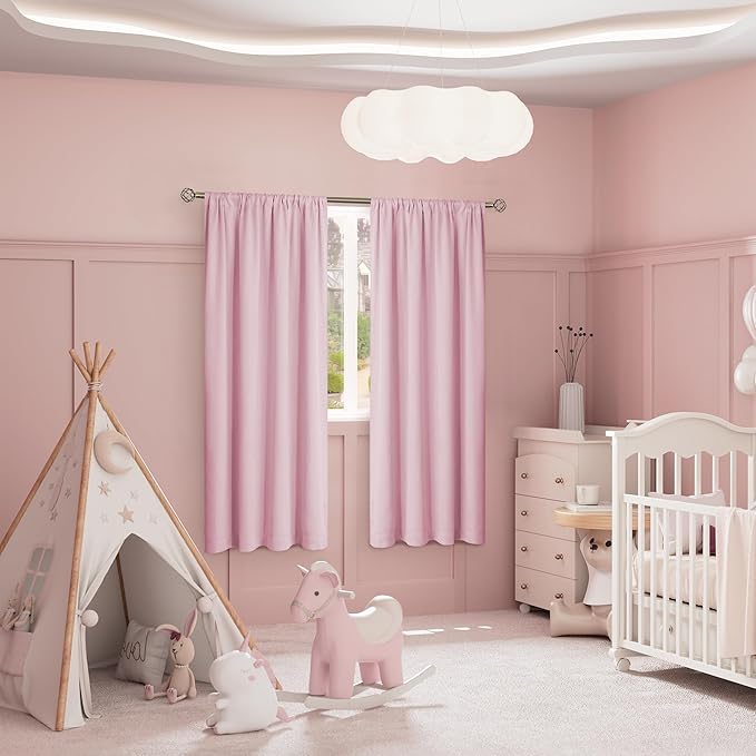 BGment 100% Blackout Curtains for Bedroom 72 Inch Long, Full Room Darkening Soundproof Heavy Thermal Insulated Bedroom Window Drapes with Rod Pocket, 2 Panels, 52 x 72 Inch, Pink - Image 2